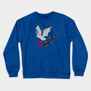 Cute bat with a pink flower Crewneck Sweatshirt